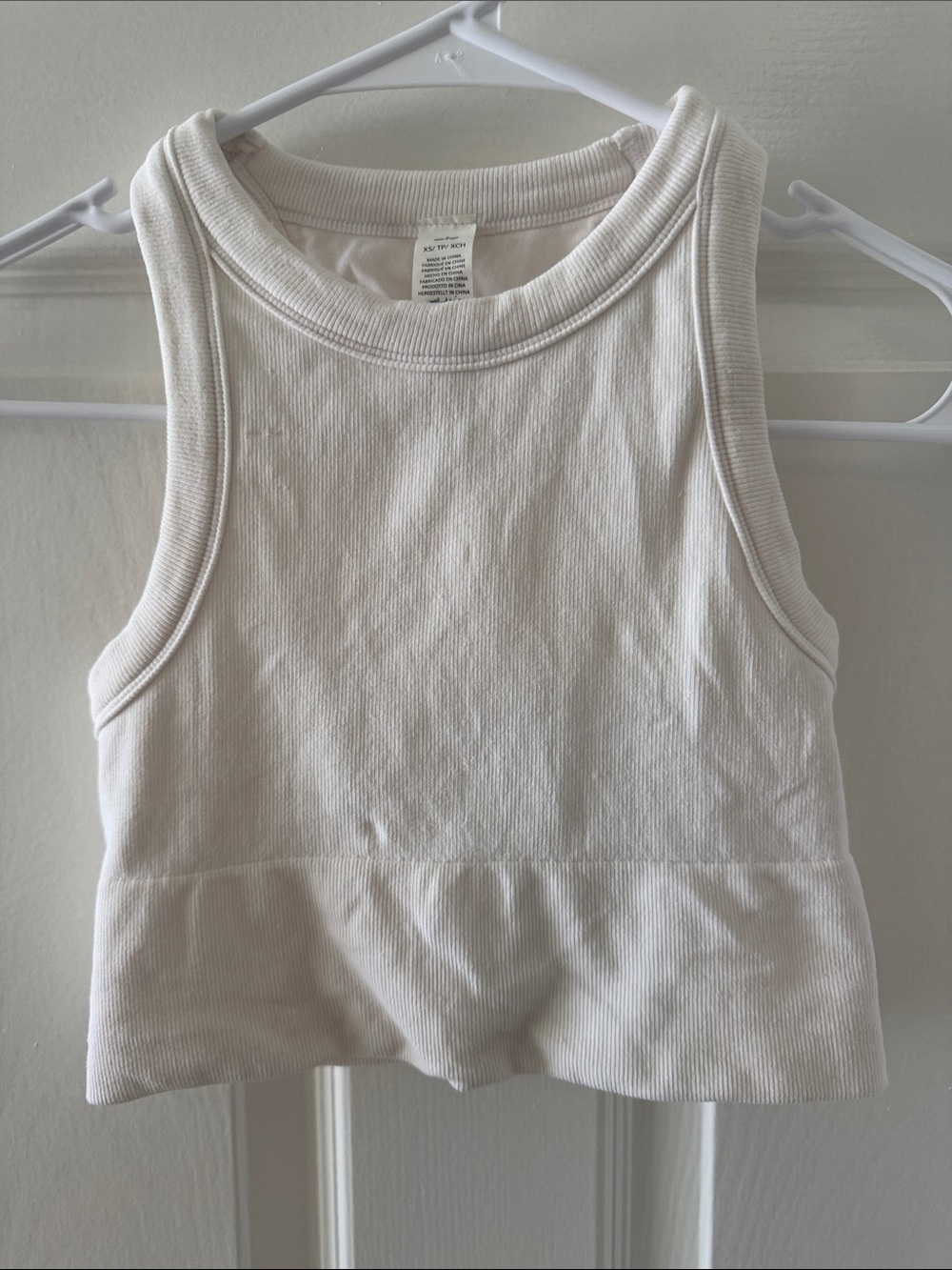 ALO Yoga Girls' White Ribbed Cropped Tank